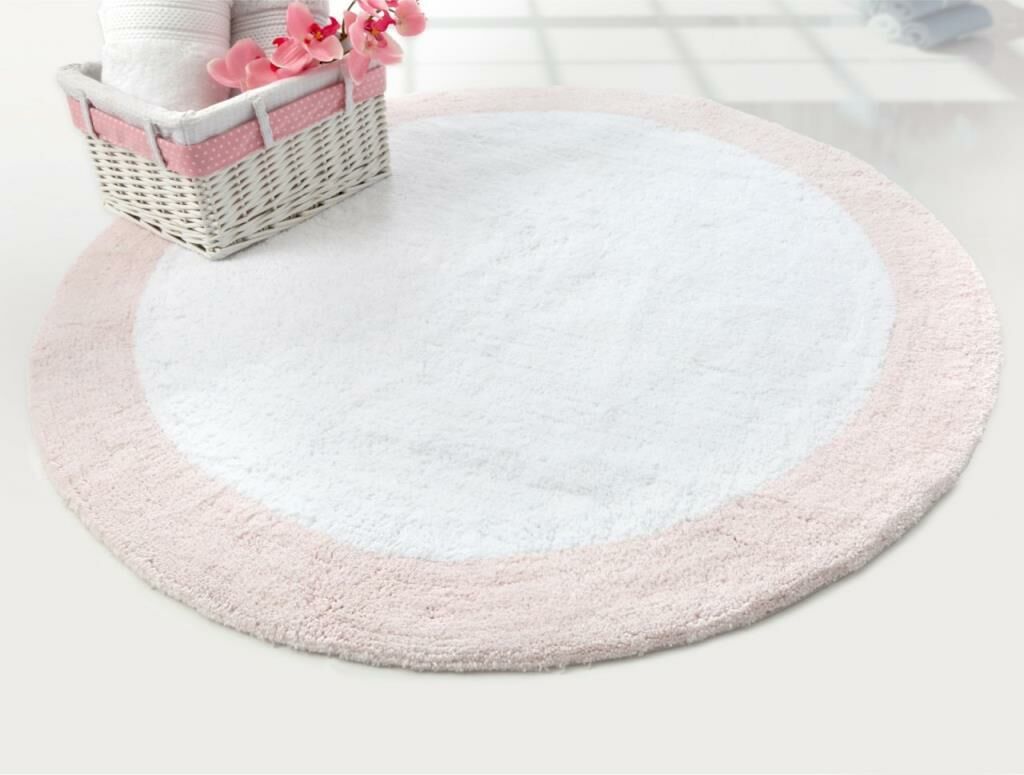TULLY TEKLİ BANYO PASPAS BEYAZ/PEMBE 90x90CM