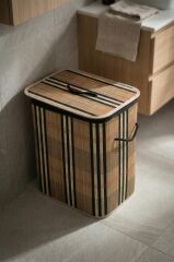 BAMBU DİKDÖRTGEN KATLANABİLİR KAHVE ÇAMAŞIR SEPETİ