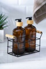 AMBER SİYAH STANDLI 2'Lİ SIVI SABUNLUK 500ML