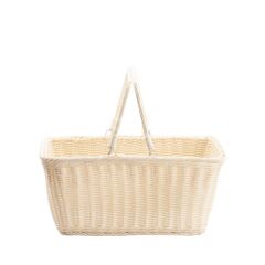 SENTETİK HASIR KREM DİKDÖRTGEN KAPAKSIZ PİKNİK SEPETİ 40X28X18CM