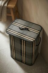 BAMBU DİKDÖRTGEN KATLANABİLİR YEŞİL ÇAMAŞIR SEPETİ