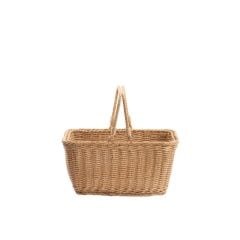 SENTETİK HASIR BEJ DİKDÖRTGEN KAPAKSIZ PİKNİK SEPETİ 34X27X17CM