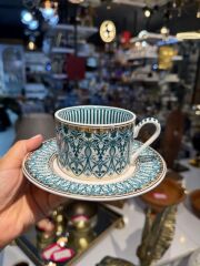 YEŞİL DESENLİ TEK KİŞİLİK ÇAY FİNCANI