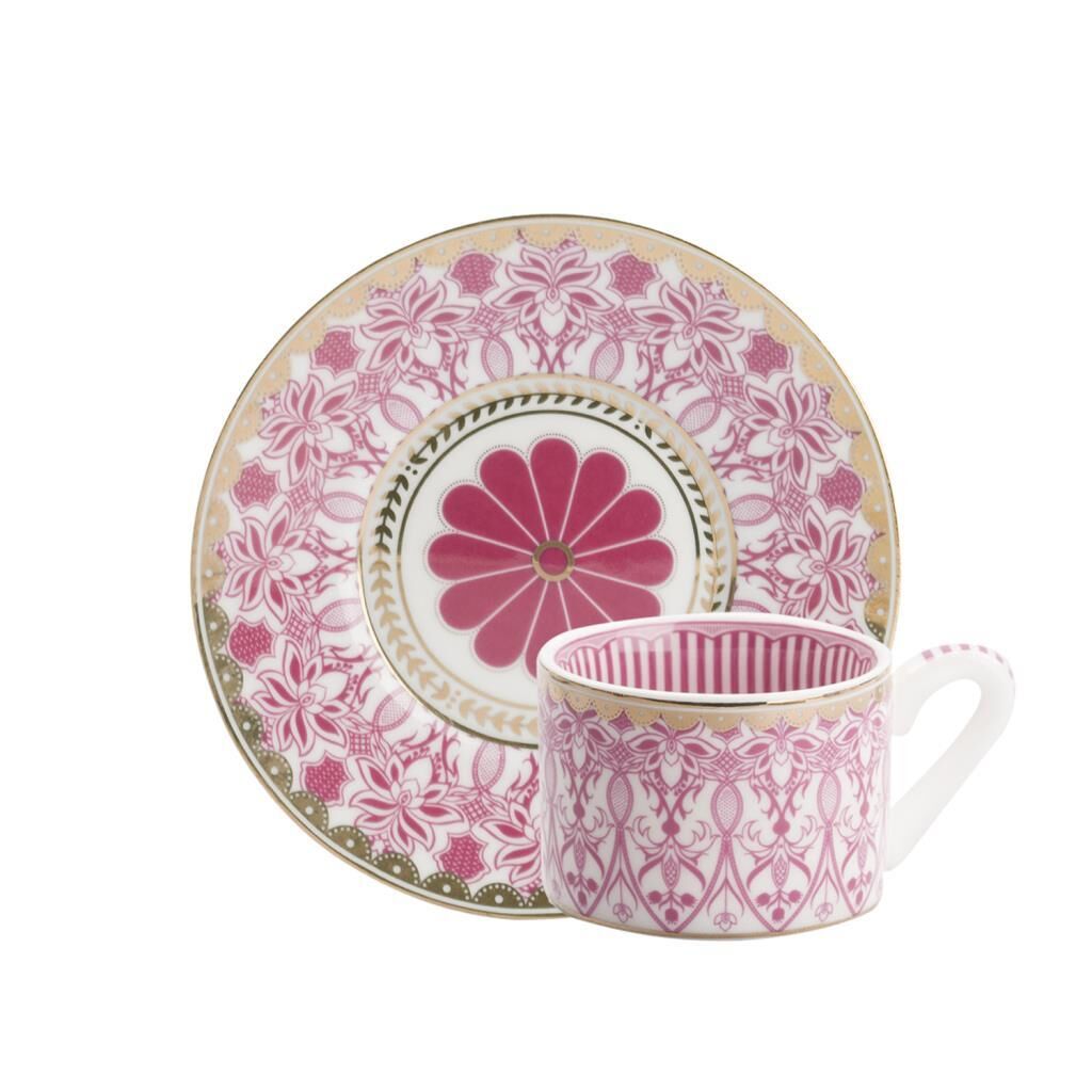 FUŞYA DESENLİ TEK KİŞİLİK ÇAY FİNCANI