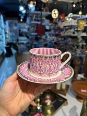 FUŞYA DESENLİ TEK KİŞİLİK ÇAY FİNCANI