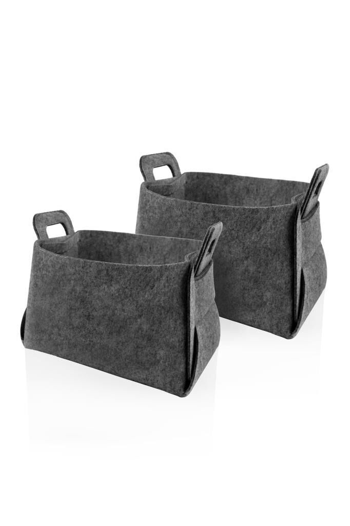 KOYU GRİ 2'Lİ KEÇE ORGANİZER 34X25X23CM