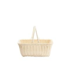 SENTETİK HASIR KREM DİKDÖRTGEN KAPAKSIZ PİKNİK SEPETİ 34X27X17CM