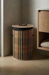 BAMBU YUVARLAK KATLANABİLİR KAHVE ÇAMAŞIR SEPETİ