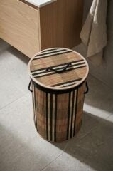BAMBU YUVARLAK KATLANABİLİR KAHVE ÇAMAŞIR SEPETİ