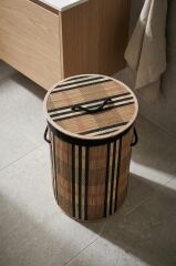 BAMBU YUVARLAK KATLANABİLİR KAHVE ÇAMAŞIR SEPETİ