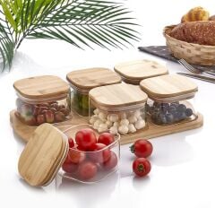 CAM BAMBU KAPAKLI 6'LI KAHVALTILIK