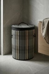 BAMBU YUVARLAK KATLANABİLİR YEŞİL ÇAMAŞIR SEPETİ
