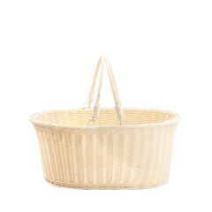 SENTETİK HASIR KREM OVAL KAPAKSIZ PİKNİK SEPETİ 40X30X19CM