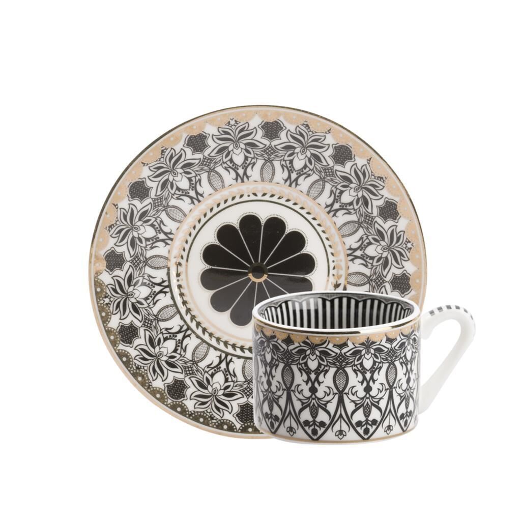 SİYAH DESENLİ TEK KİŞİLİK ÇAY FİNCANI