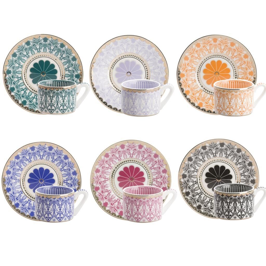 6 RENK DESENLİ 6 KİŞİLİK ÇAY FİNCANI
