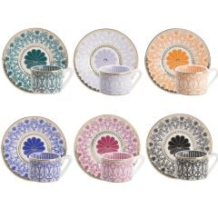 6 RENK DESENLİ 6 KİŞİLİK ÇAY FİNCANI