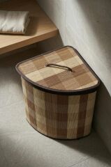 BAMBU KÖŞELİK KATLANABİLİR AÇIK KAHVE ÇAMAŞIR SEPETİ