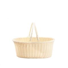 SENTETİK HASIR KREM OVAL KAPAKSIZ PİKNİK SEPETİ 35X25X15CM