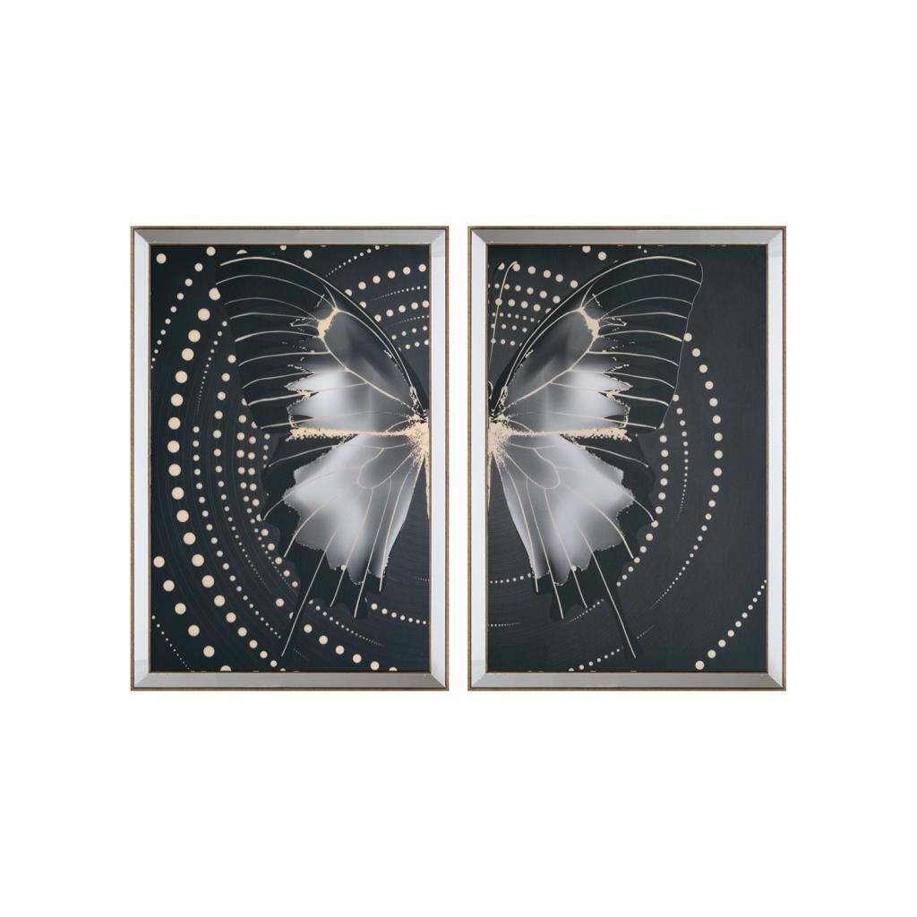 GRİ ALTIN KELEBEK SAĞ SOL KANAT 2'Lİ TABLO