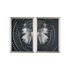 GRİ ALTIN KELEBEK SAĞ SOL KANAT 2'Lİ TABLO