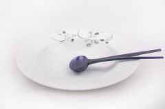 GÜRAL GRANDE SALATA MAKARNA TABAK SİYAH ÇİÇEK DESEN