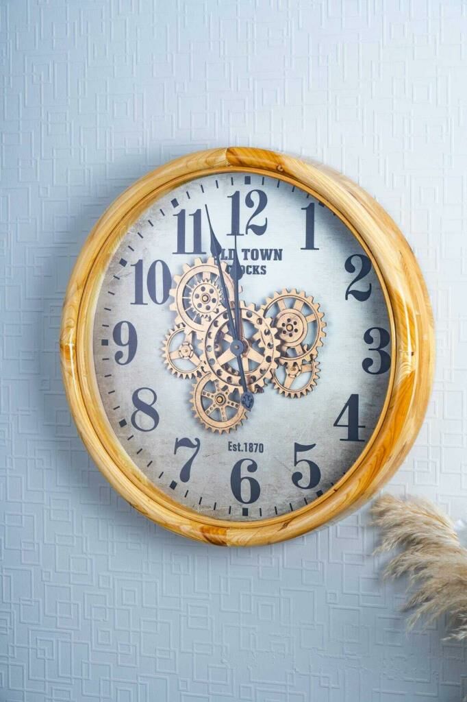 AHŞAP ÇARKLI DUVAR SAATİ 62CM