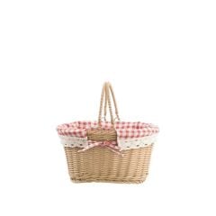 SENTETİK HASIR BEJ OVAL PİKNİK SEPETİ 27X20X14CM