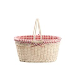 SENTETİK HASIR KREM OVAL PİKNİK SEPETİ 37X27X18CM