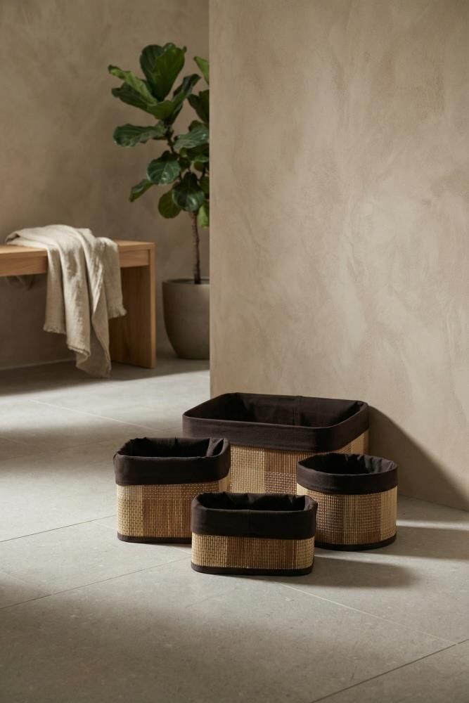 BAMBU 4'LÜ SEPET SETİ AÇIK KAHVE