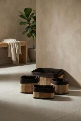 BAMBU 4'LÜ SEPET SETİ AÇIK KAHVE