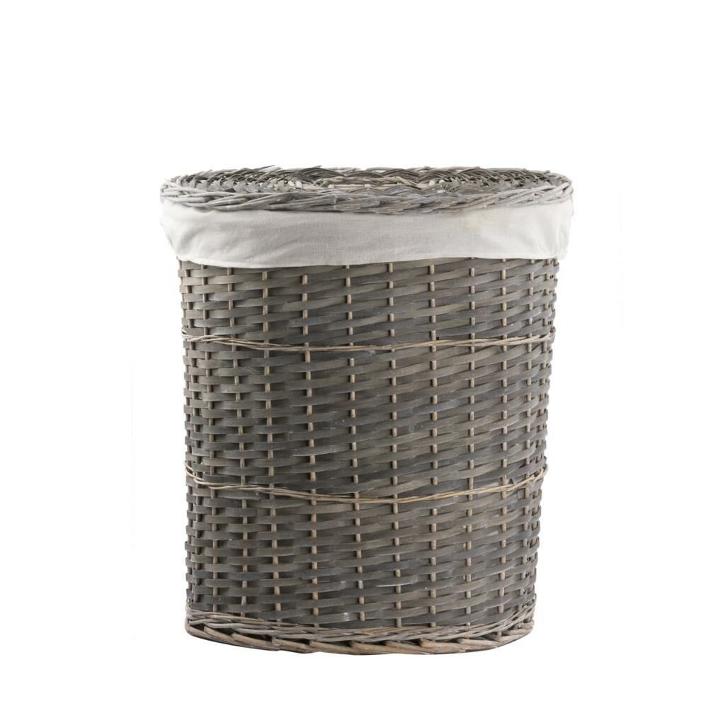 GRİ HASIR OVAL ÇAMAŞIR SEPETİ 50X39X57CM