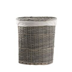 GRİ HASIR OVAL ÇAMAŞIR SEPETİ 50X39X57CM