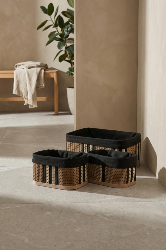 BAMBU 3'LÜ SEPET SETİ KAHVE