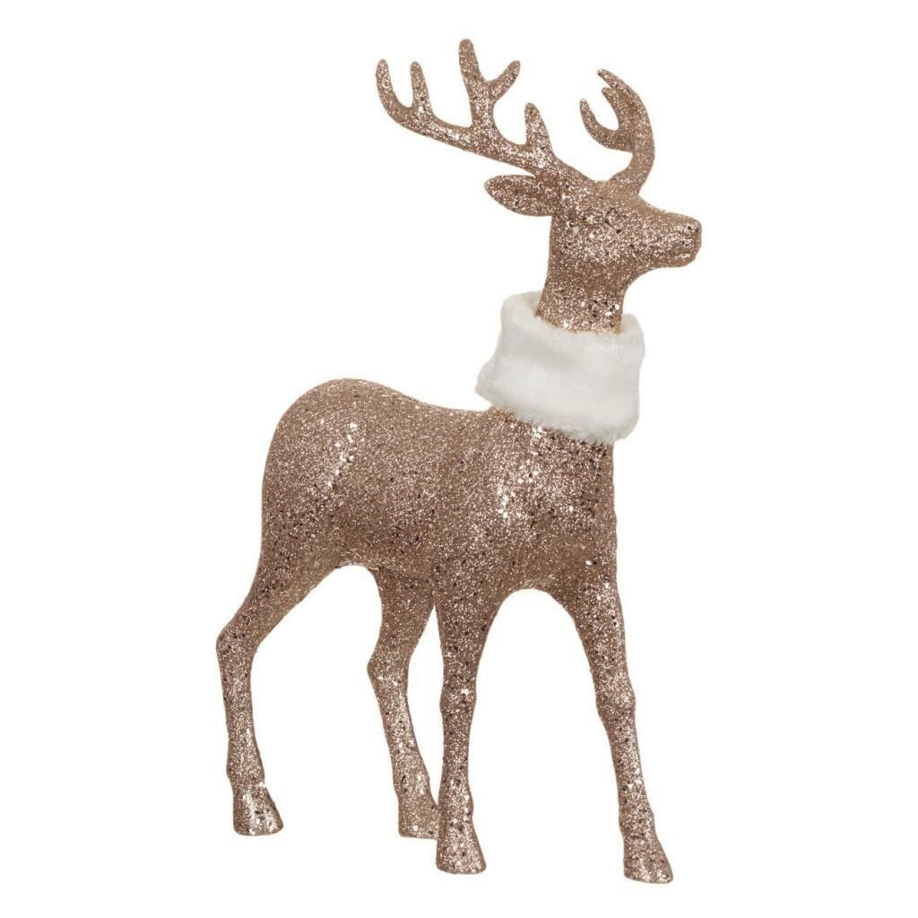 BRONZ ALTIN SİMLİ NOEL GEYİK DEKOR 27CM