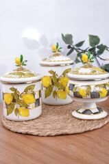 Emaye 3 Lü Kavanoz Set Linda