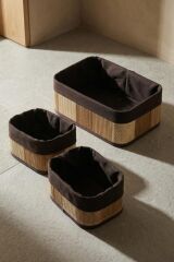 BAMBU 3 'LÜ SEPET SETİ AÇIK KAHVE