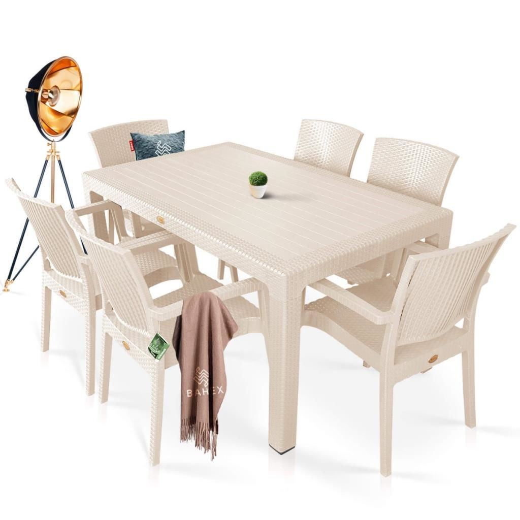 CAPİSSİ KAPUÇİNO CAMSIZ RATTAN MASA SETİ 90X150CM