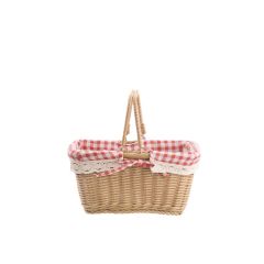 SENTETİK HASIR BEJ DİKDÖRTGEN PİKNİK SEPETİ 27X19X14CM