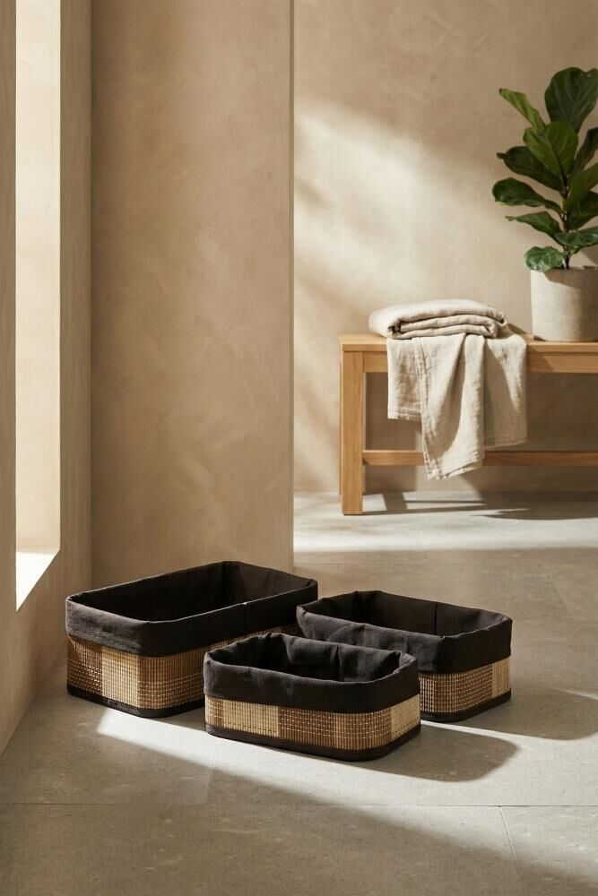 BAMBU 3 'LÜ SEPET AÇIK KAHVE