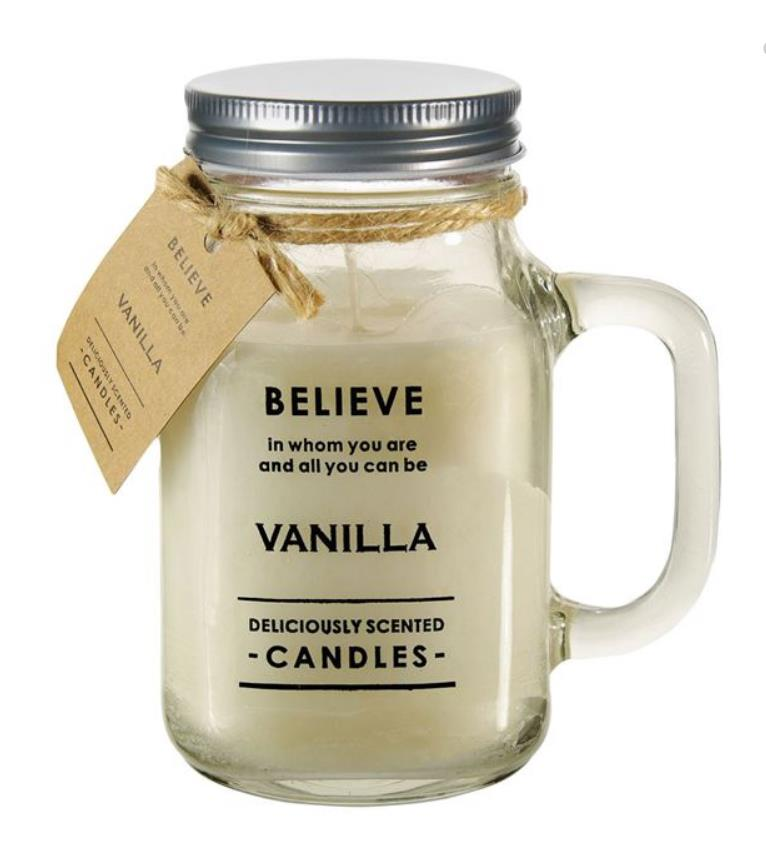 BEYAZ KULPLU CAM KAVANOZ MUM 8X14CM