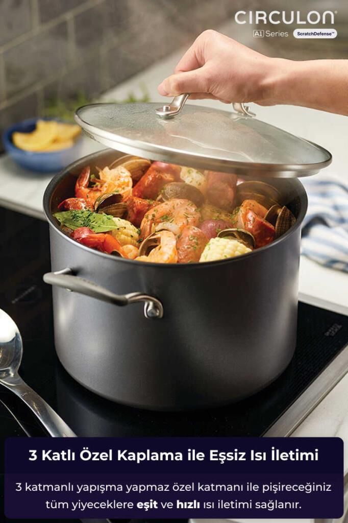 CİRCULON CAM KAPAKLI XL DERİN TENCERE 24X17CM