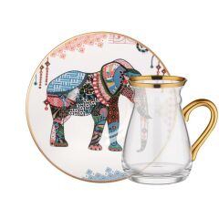 ELEPHANT BEYAZ KULPLU 6 KİŞİLİK ÇAY SETİ