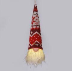 KIRMIZI BEYAZ NOEL IŞIKLI CÜCE DEKOR 19CM