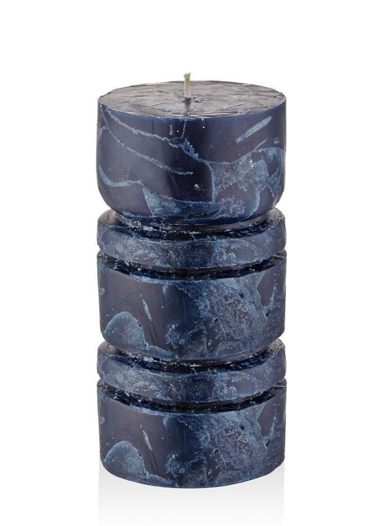 MARBLE LACİVERT MUM 10X22CM