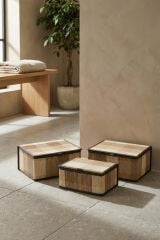 KAPAKLI BAMBU SEPET AÇIK KAHVERENGİ