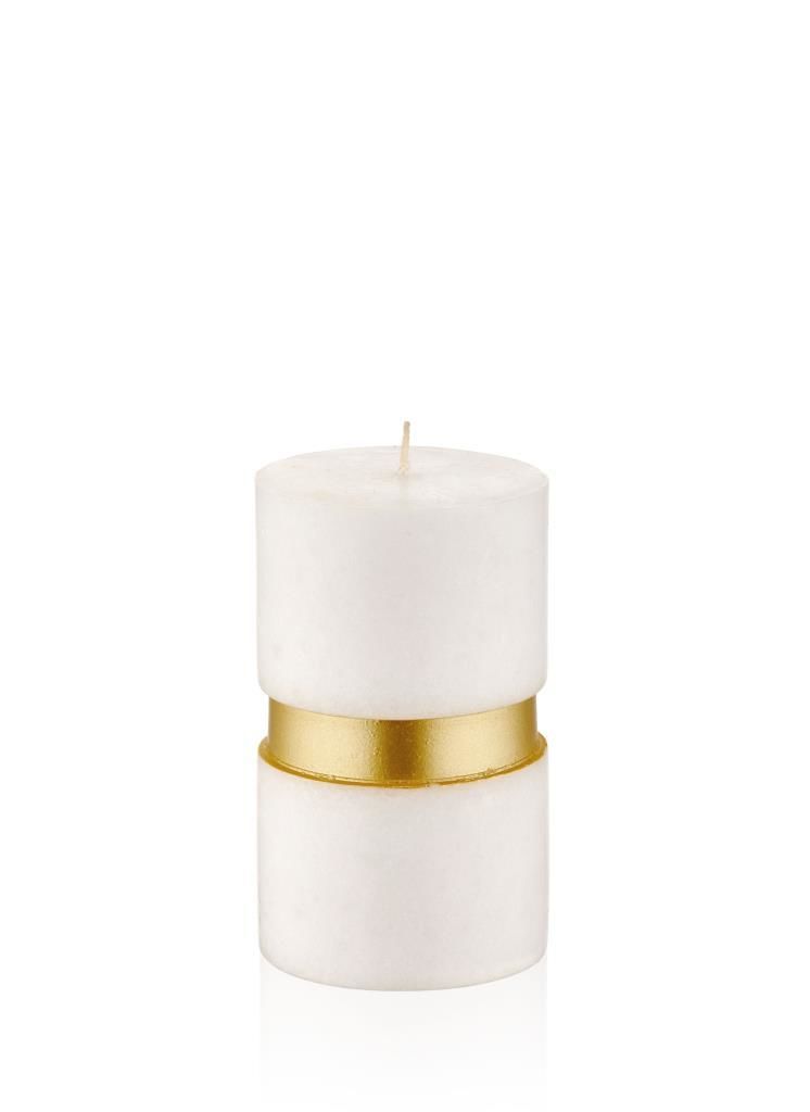 BEYAZ EKRU GOLD BANTLI MUM 7X12CM