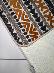 JAKAR TURUNCU DESENLİ 2'Lİ BANYO PASPASI 60X100 + 50X60CM