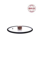 BIEN ALÜMİNYUM SİYAH SİLİKON ÇERÇEVELİ CAM KAPAK 24CM