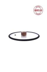 BIEN ALÜMİNYUM SİYAH SİLİKON ÇERÇEVELİ CAM KAPAK 24CM