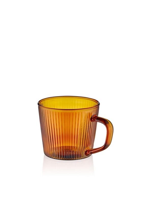 STRİPED AMBER BOROSİLİKAT CAM TEKLİ FİNCAN 140ML